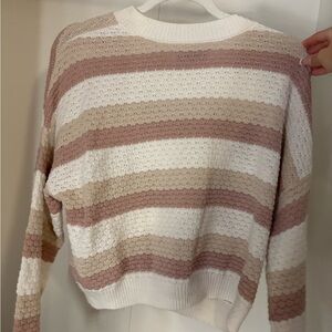 Hollister Striped Sweater - Cream, Tan, Pink